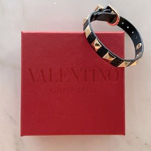 Faux Valentino Gold and Black Rockstud Bracelet